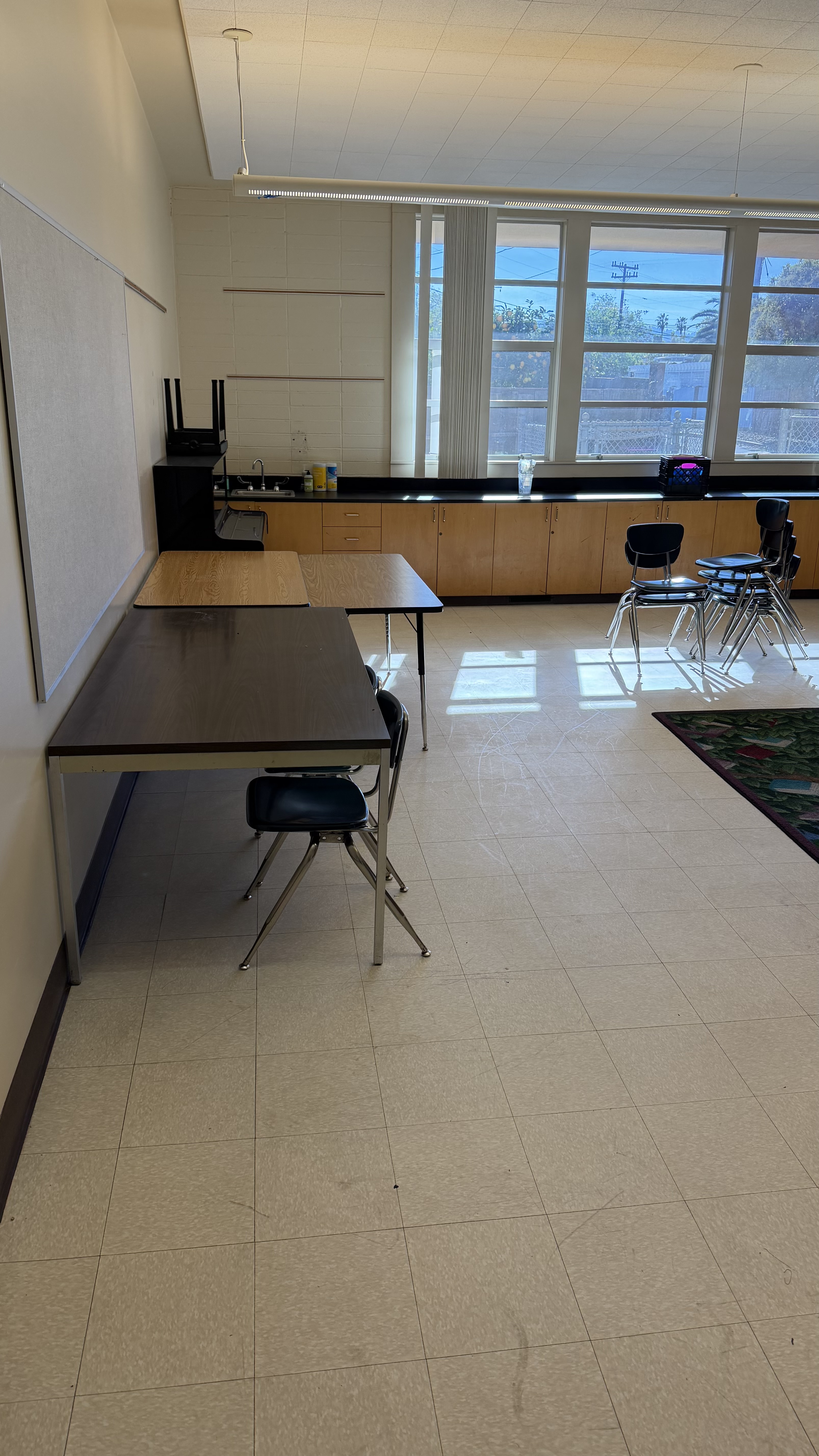 After — classroom completely cleared
